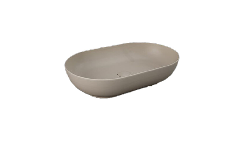 Lavabo d'appoggio ovale beige opaco - Feeling