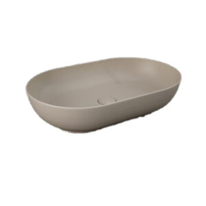 Lavabo d'appoggio ovale beige opaco - Feeling