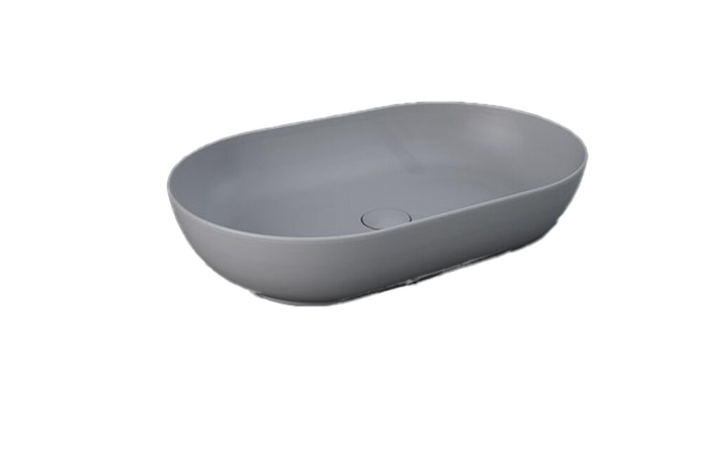 Lavabo d'appoggio ovale grigio opaco - Feeling