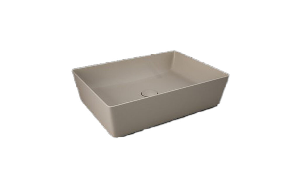 Lavabo d'appoggio rettangolare beige opaco - Feeling